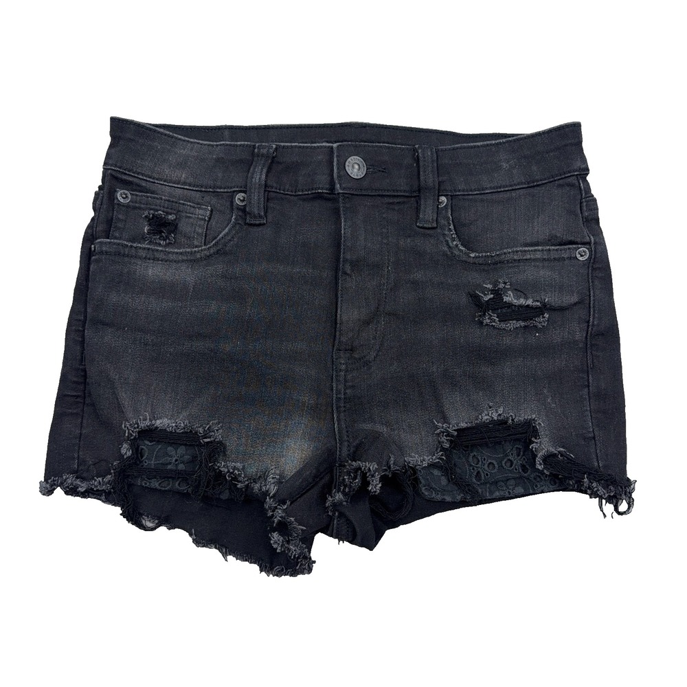 American Eagle Shorts Women 2 Cut Off High Rise Shortie Black Jorts Festival